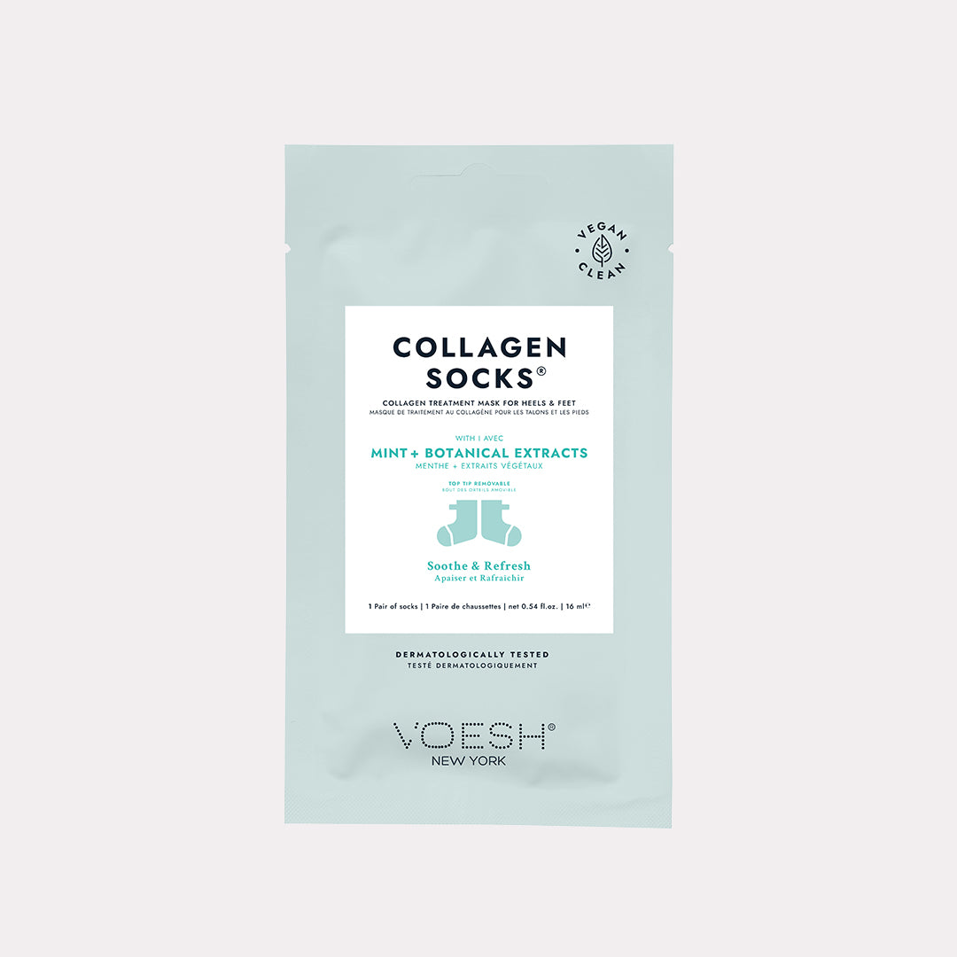 Collagen Socks with mint & botanical Extracts on gray background